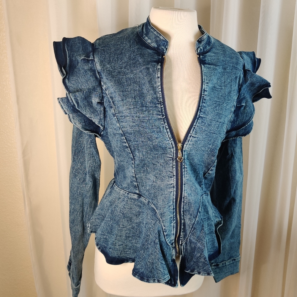 Women's Peplum Jean Jacket